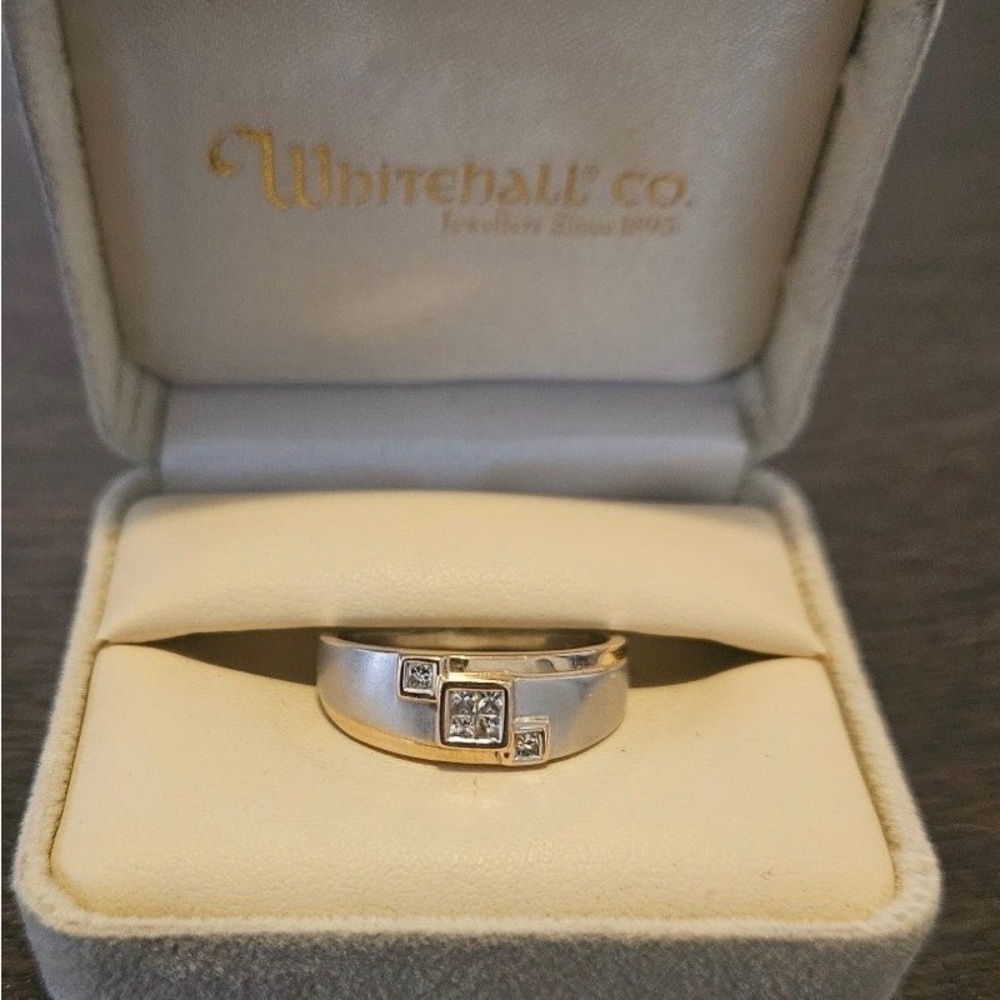 SOLD14K two toned yellow white Gold natural diamond men’s wedding band ring11